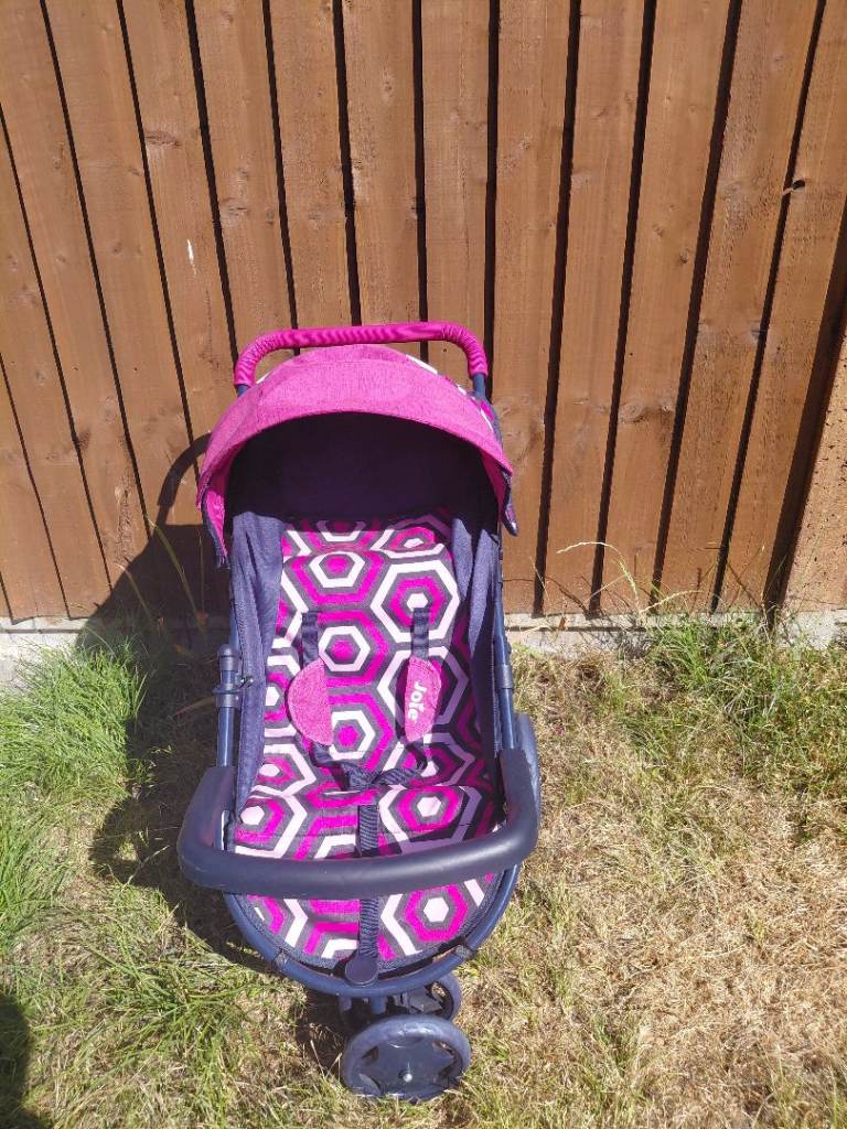 Kids Joie Stroller Pushchair - Pink and Purple Pattern, Good Condition