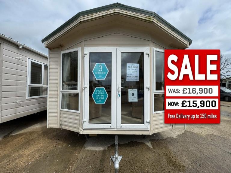 39x12ft 3 Bed All Electric Static Caravan - DG, CH, French Doors - Offsite