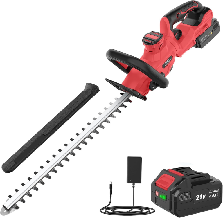 Cordless Hedge Trimmer 4000mAh 180° Adjustable 20" Blade length, 0.65" Tooth Spacing