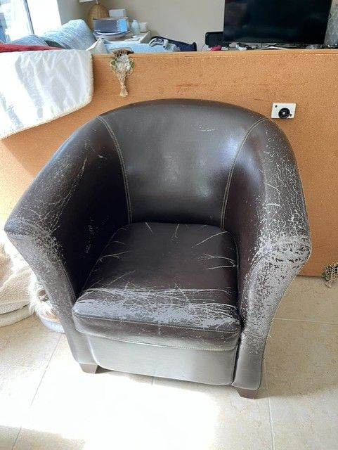 Brown Faux Leather Armchair – Free