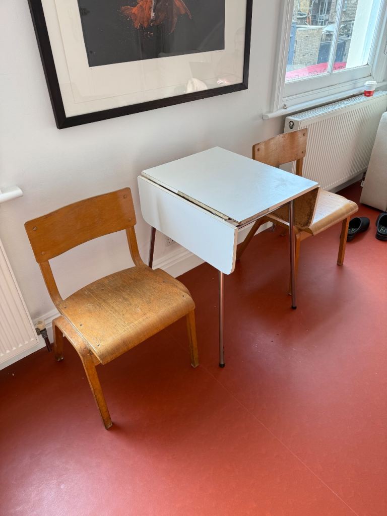 Mid Century Drop Leaf Table and 2 Chairs 