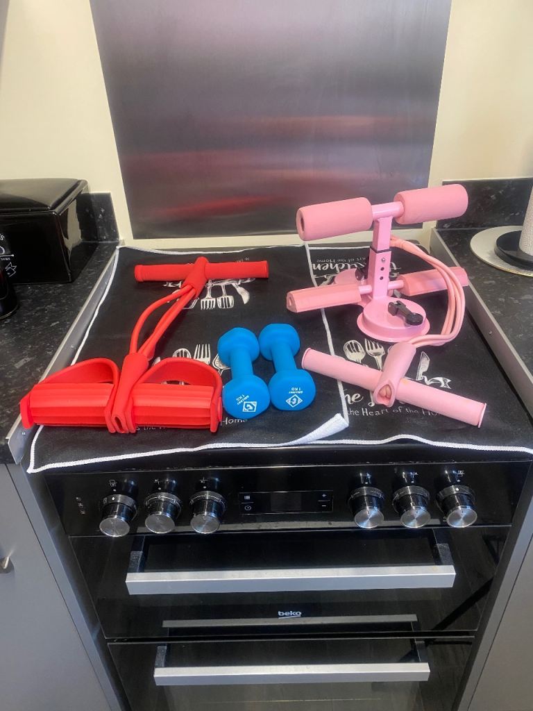 Home Gym Equipment Set: Dumbbells, Sit-up Bar, Resistance Bands