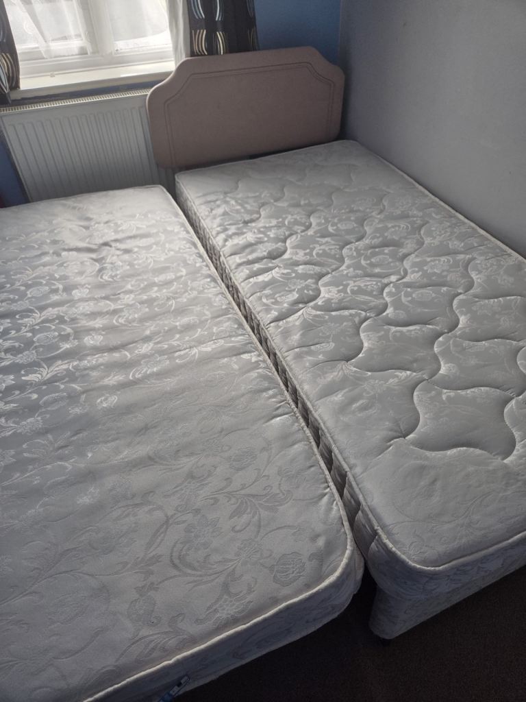 Single Bed Frame with Pull-Out Guest Bed and Mattresses