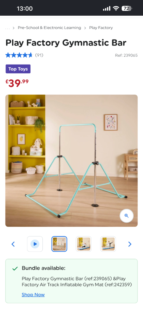 Children’s gymnastics bar 