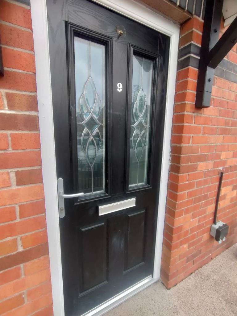 Black pvc door with design NO FRAME 
