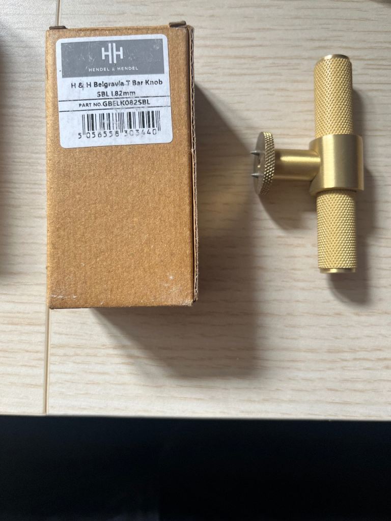 Satin Brass kitchen door handles
