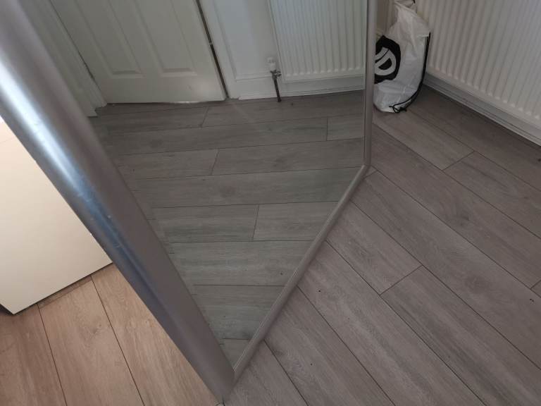 Large silver wooden framed mirror 105cm X 140cm