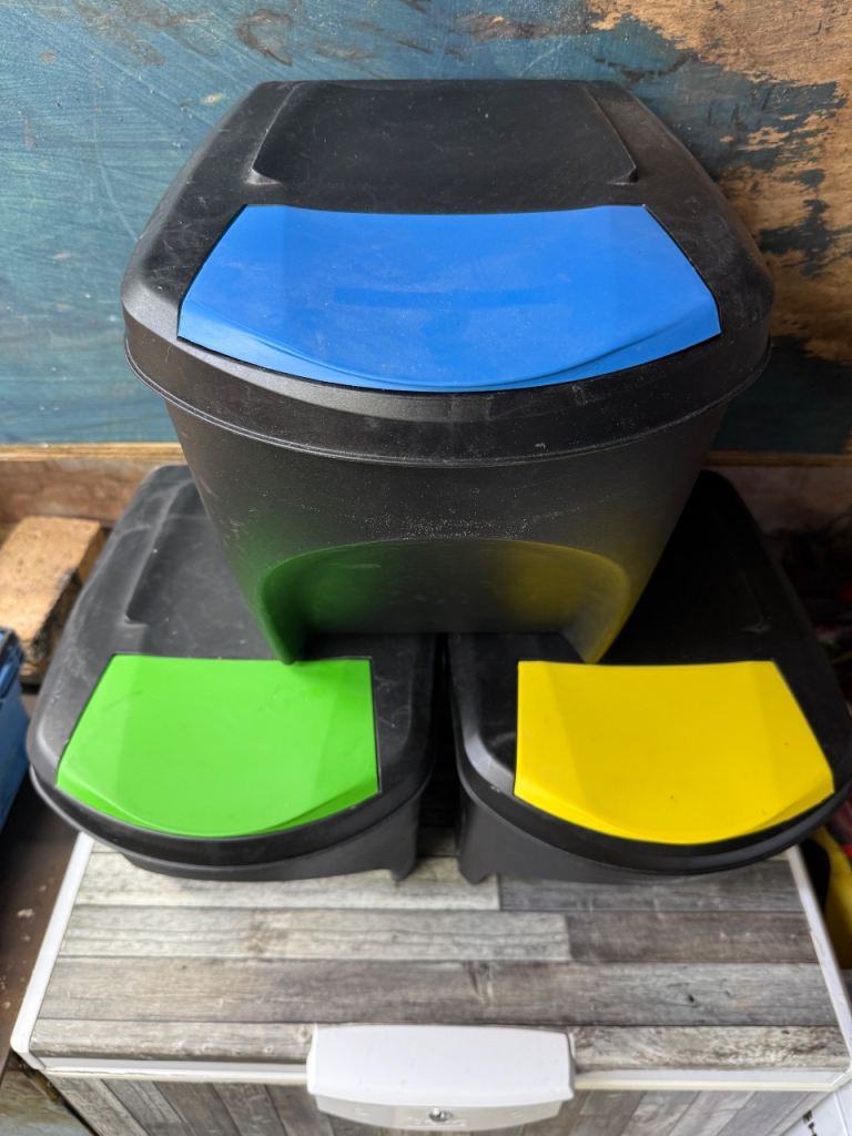 Set of 3 Pet Food Storage Bins with Coloured Lids