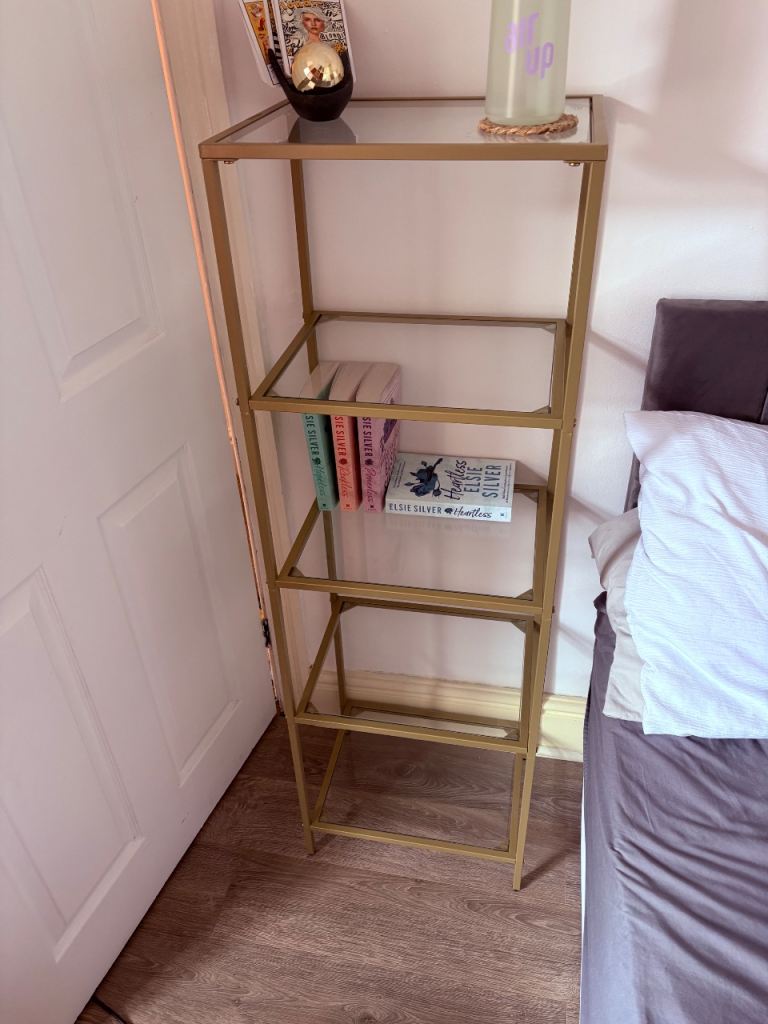 2 x Glass & Gold Metal Shelves