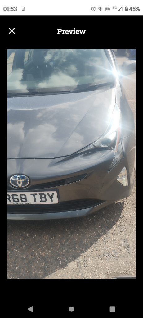 PCO LICENCE TOYOTA PRIUS 2018