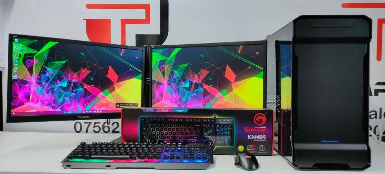 💥 High-Performance Gaming PC Computer  – Intel i7, RTX 2070, 16GB RAM + Dual 22” Monitors! 🎮🖥️