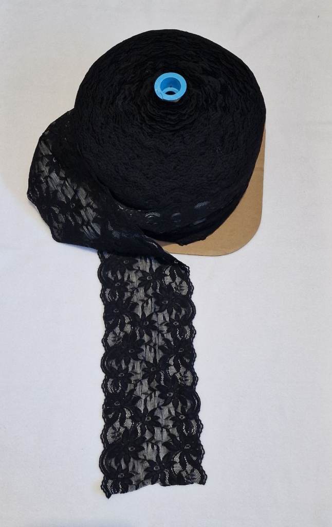 Large Roll of Black Lace Trim – New, Floral Pattern