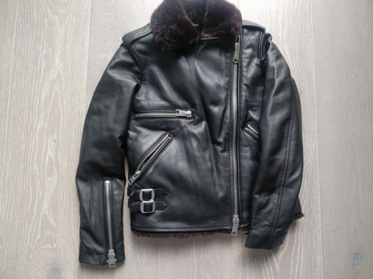 allsaints womens sheep leather jacket great condition size 6 HIGGENS BIKER JACKET
