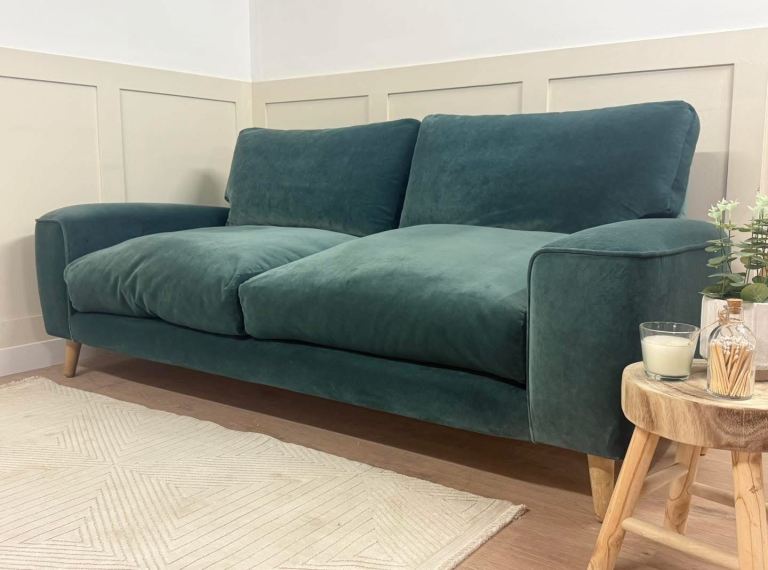 New Stock! *HIGH STREET BRAND*  Loaf Strudel 3 seater Sofa in Teal Velvet