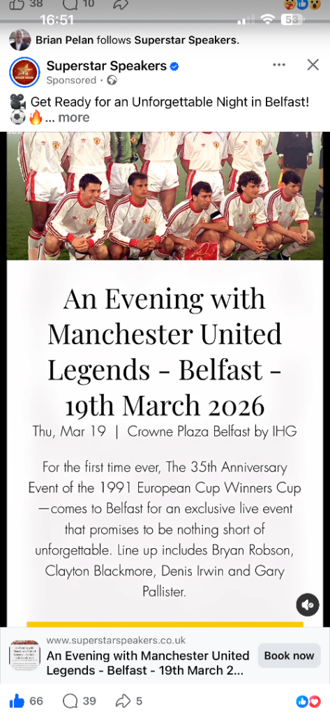 Man united legends night 19th March