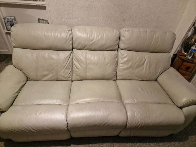 3 seater & 2 seater Grey leather recliners 