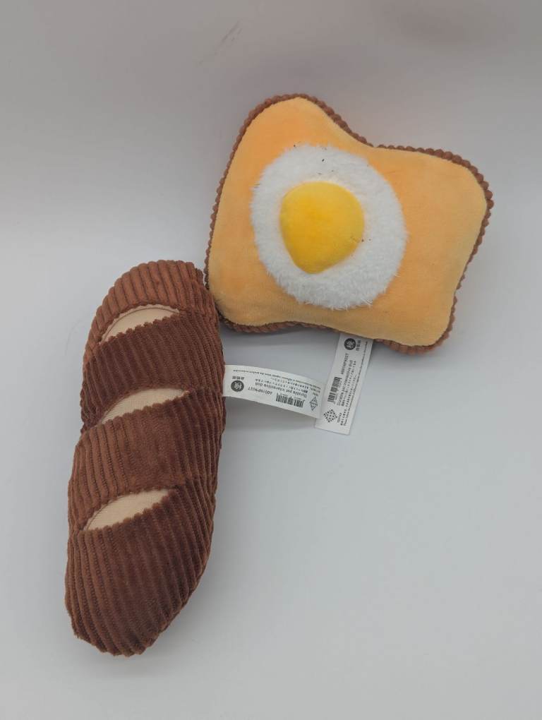 Cat Toy Plush Set – Bread & Egg Design 🐱🍞🍳