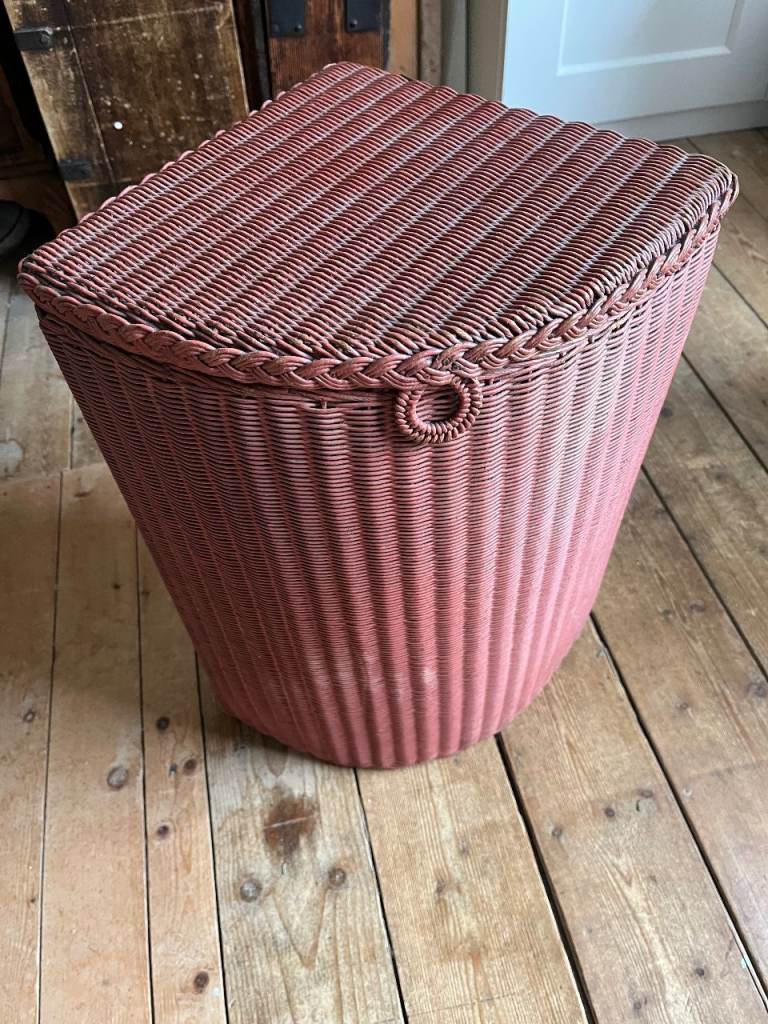 Original Lloyd Loom curved corner linen basket circa 1933