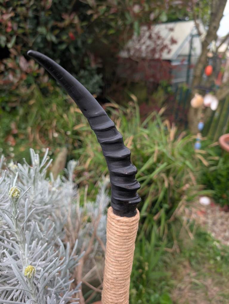 47 Inch Gazelle horn staff and black leather wrap grip