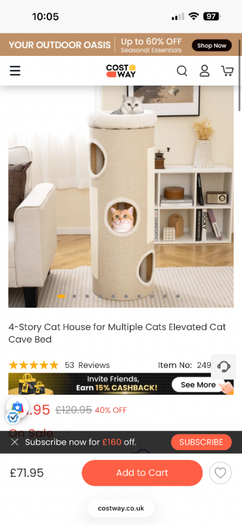 4-Story Cat House for Multiple Cats Elevated Cat Cave Bed