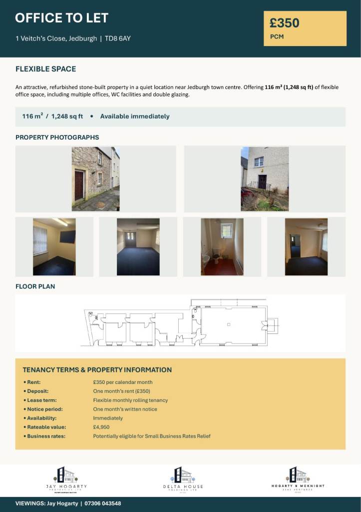 Office/workshop/ shop/ therapy/ beauty space to let in Jedburgh