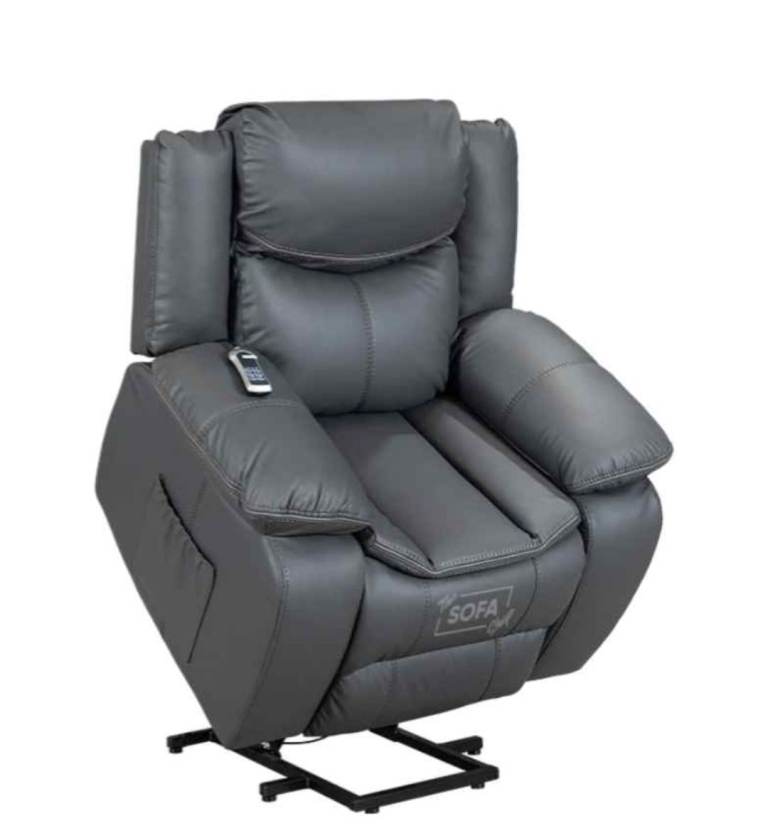 Power Recliner Grey Leather Armchair 