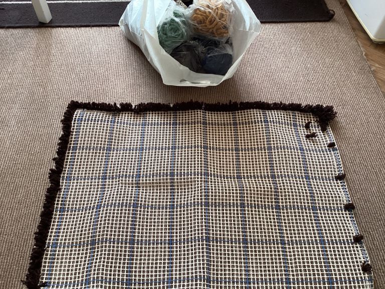 FREE small rug making canvas and wool. 