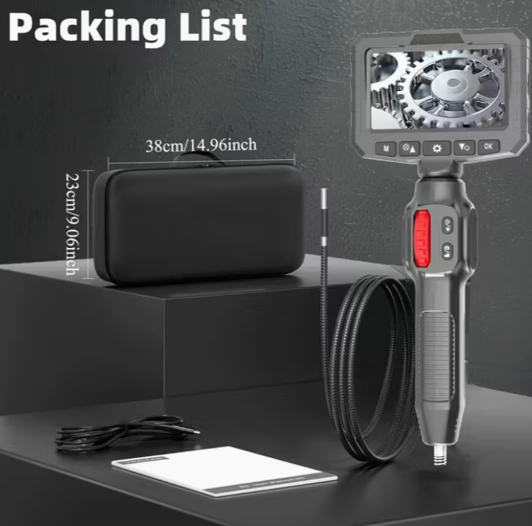 Two-Way Articulating Borescope Camera with Light - 360° Rotating Probe