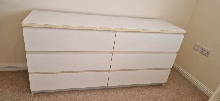 IKEA MALM Chest of 6 Drawers - White Wood