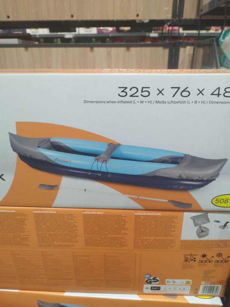 New Two-Person Inflatable Kayak - Blue/Grey