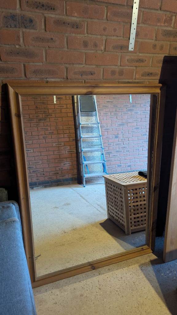 Large mirror with wooden frame 