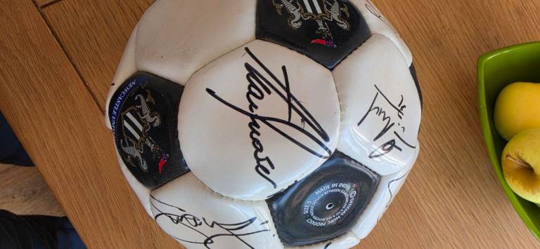 RARE 2002/03 Newcastle United full Team-Signed Football (Sir Bobby, Shearer, Speed)