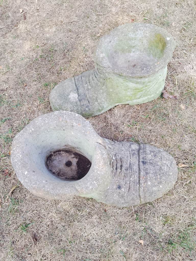 Concrete boot planters 