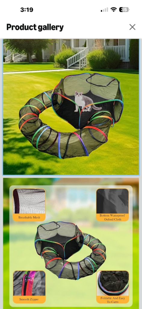Cat outdoor tunnel/enclosure+toys