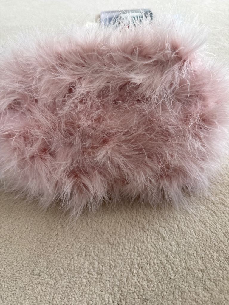 Pink Faux Fur Clutch Bag – Good Condition