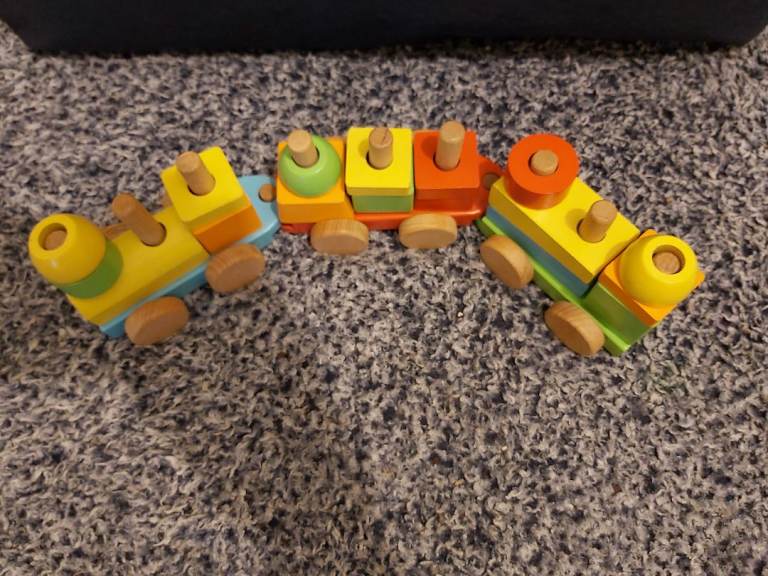 Toddler wooden stacking train