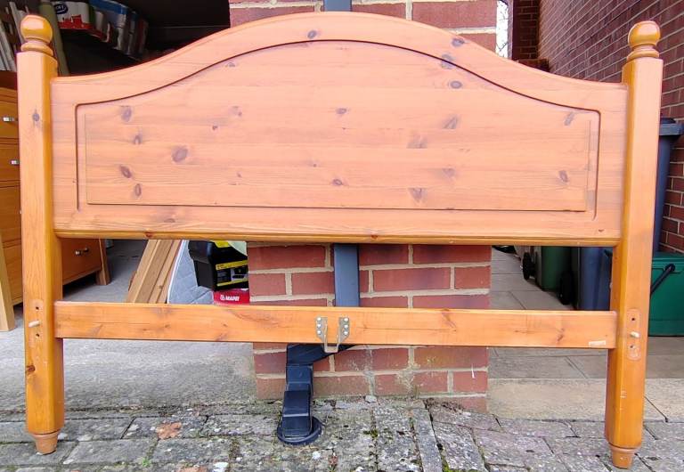 Solid pine double bed with mattress 