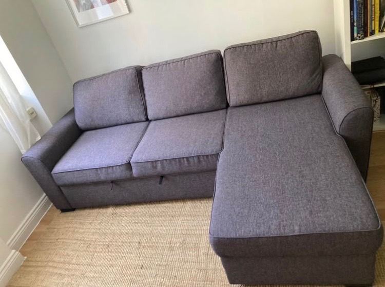 Grey Corner Sofa Bed with Storage – Good Condition