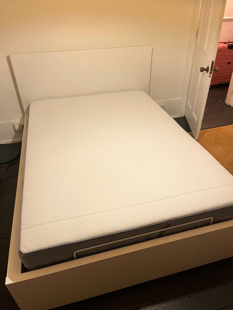 IKEA MALM Double Ottoman Bed + Mattress – Excellent Condition