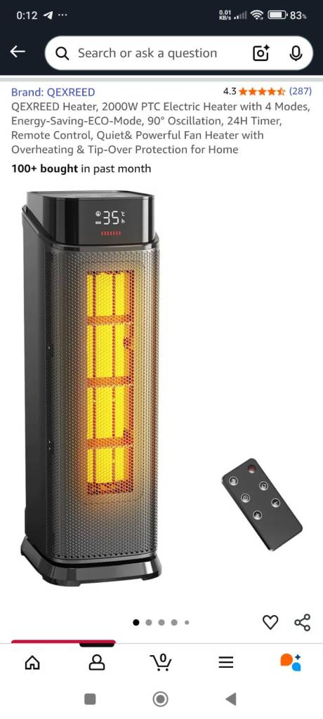 Qexreed 2000w electric heater 