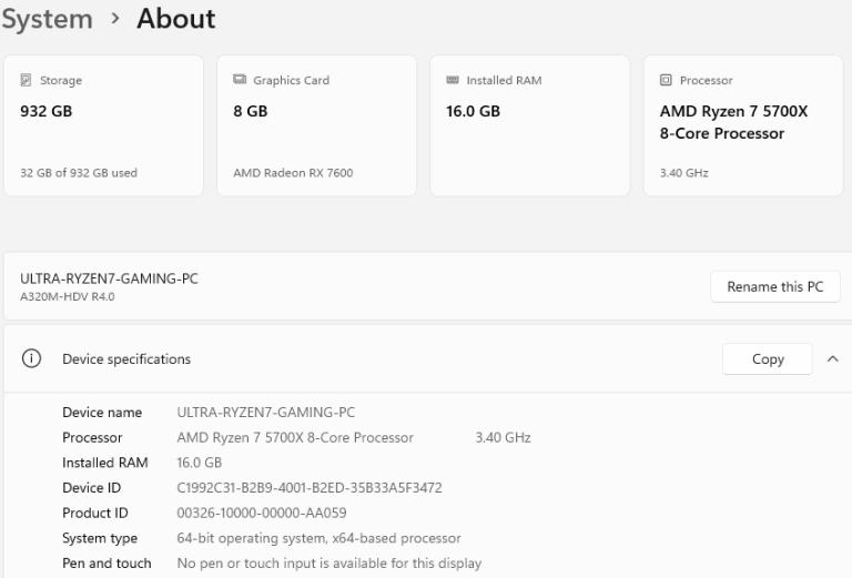 BARGAIN 2K VR GAMING PC RYZEN 7 RX 7600 RAM 16GB SSD 1TB COMPUTER AI WORKSTATION DESKTOP WIN11