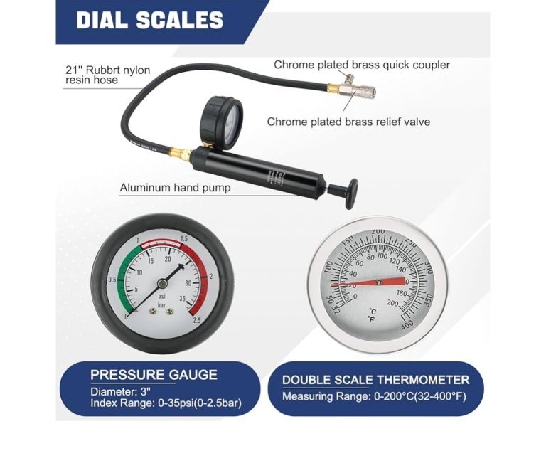 18PCS Radiator Pressure Leakage Tester Tool Kit, Automotive Cooling System Water Tank