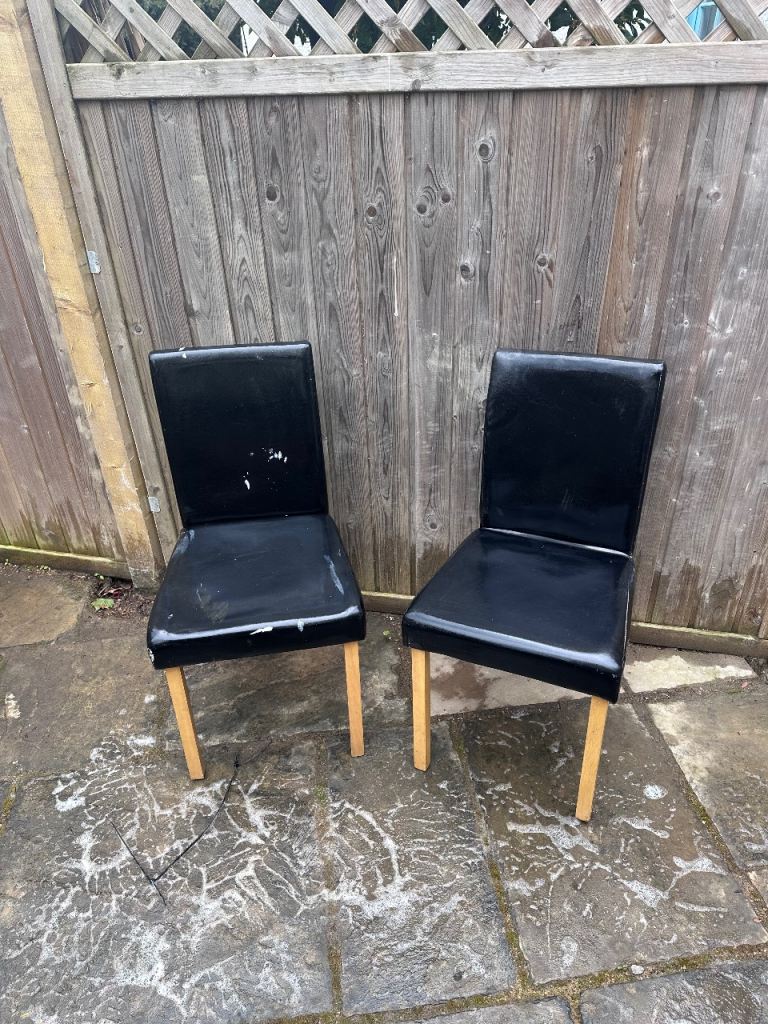 Two Faux Leather Dining Chairs 