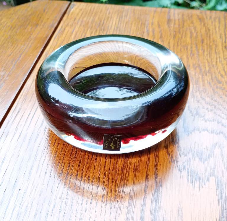 Vintage Langham Glass Candle Holder / Paperweight / Trinket Dish