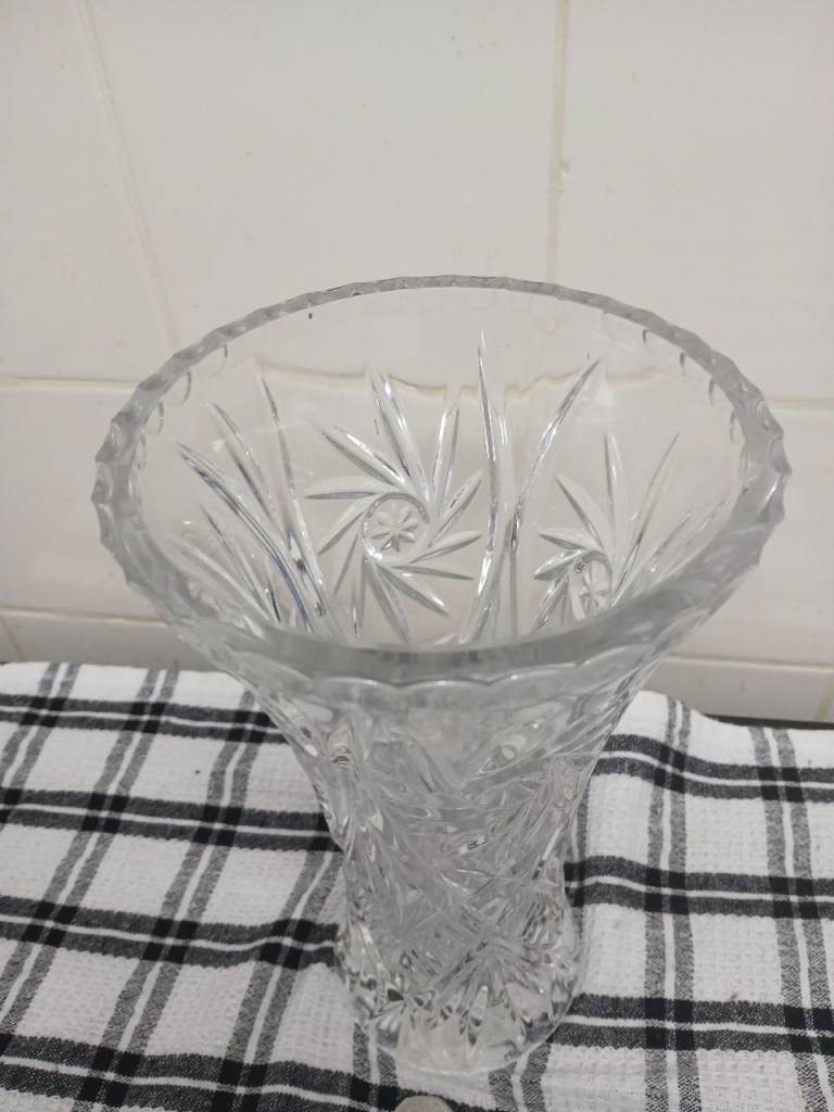 Large cut crystal vase