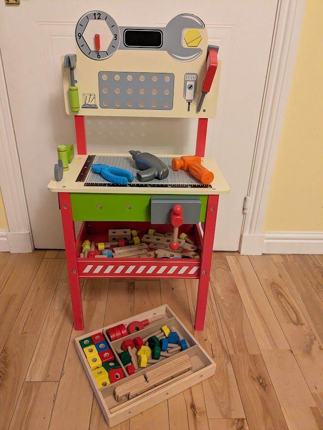 Kids wooden workbench