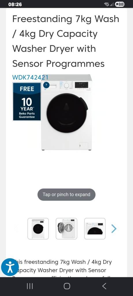 Beko WDK742421 7kg Wash / 4kg Dry Washer Dryer – Good Condition