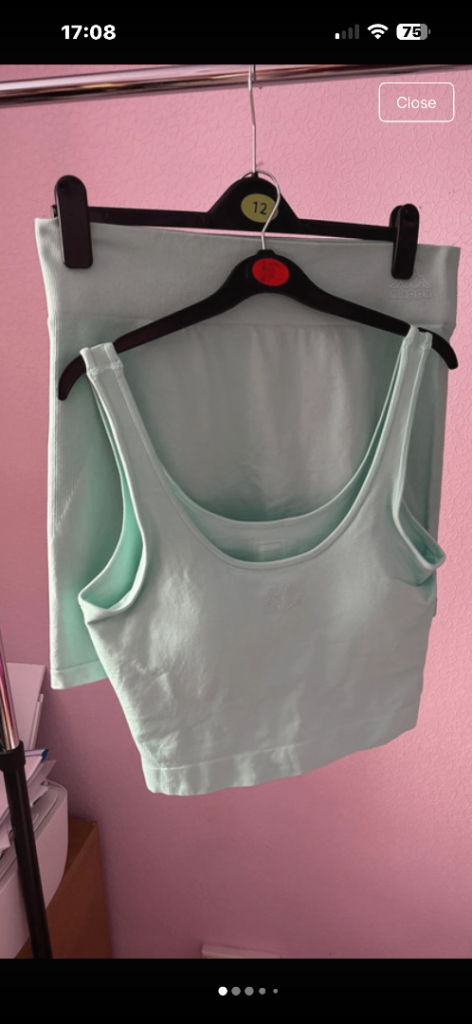 Mint Green Kappa Sports Shorts & Crop Top Set - Ladies Large