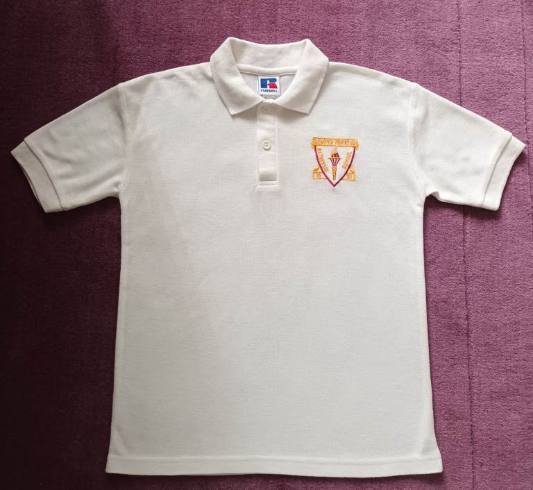 Netherlee Primary school White Polo Shirt with School Badge – Very Good Condition
