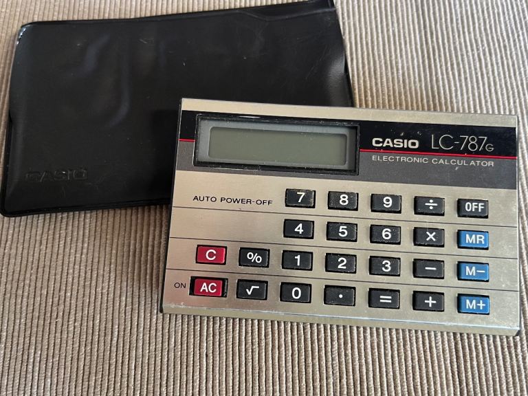 Vintage Casio LC-787G Electronic Calculator with Wallet Case Spares/Repair